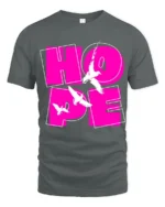 Bold Hope Word Graphic T Shirt With Flying Birds Design - gray t-shirt on white background