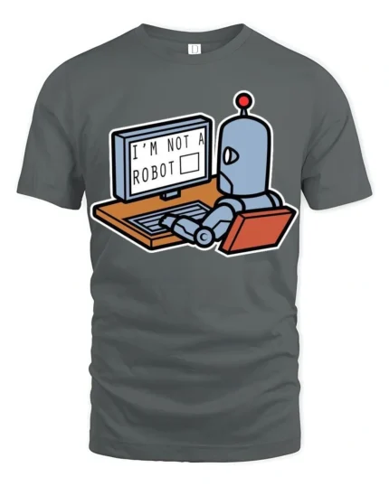 Im Not A Robot Funny Programmer Nerd Tech Humor T Shirt - gray t-shirt on white background