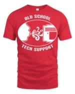 Old School Tech Support Blow Cartridge Funny Retro T Shirt - red t-shirt on white background