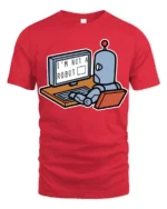 Im Not A Robot Funny Programmer Nerd Tech Humor T Shirt - red t-shirt on white background