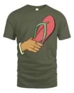 Funny Flip Flop Slap Meme Humor Summer Vibes T Shirt - military green t-shirt on white background