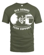 Old School Tech Support Blow Cartridge Funny Retro T Shirt - military green t-shirt on white background