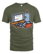 Im Not A Robot Funny Programmer Nerd Tech Humor T Shirt - military green t-shirt on white background