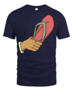 Funny Flip Flop Slap Meme Humor Summer Vibes T Shirt - navy t-shirt on white background
