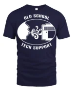 Old School Tech Support Blow Cartridge Funny Retro T Shirt - navy t-shirt on white background