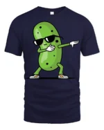Cool Pickle Dab Dance Funny Cartoon Meme Graphic T Shirt - navy t-shirt on white background