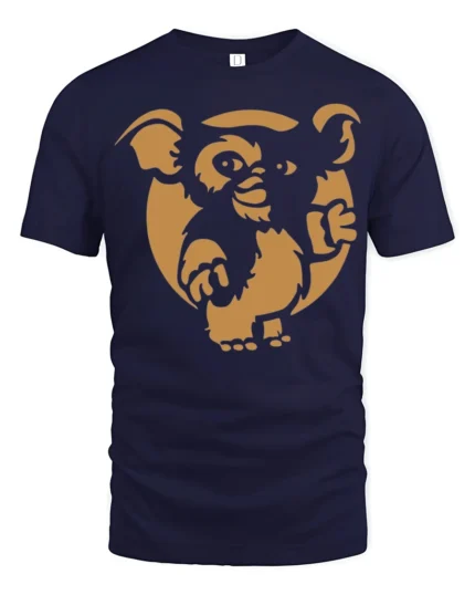 Retro Cute Gremlin Style Cartoon Creature Funny Graphic T Shirt - navy t-shirt on white background