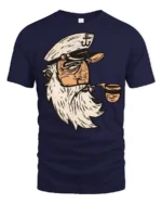 Vintage Sailor Captain Smoking Pipe Retro Nautical T Shirt - navy t-shirt on white background
