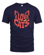 Adorable I Love Cats Cute Kitty Lover Graphic T Shirt - navy t-shirt on white background