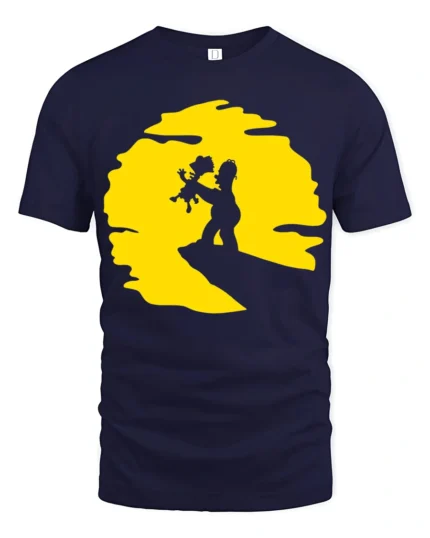 Cute Father And Child Sunset Moment Cartoon Graphic T Shirt - navy t-shirt on white background