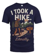 Retro Hiking Joke I Took A Hike Literally Nature Graphic Tee - navy t-shirt on white background