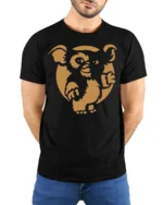 Retro Cute Gremlin Style Cartoon Creature Funny Graphic T Shirt - model wearing black tee with hands behind back