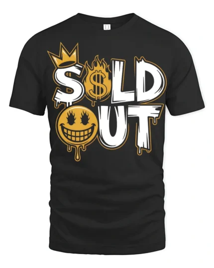 Sold Out Funny Money Flame Street Style Graphic T Shirt - black t-shirt on white background