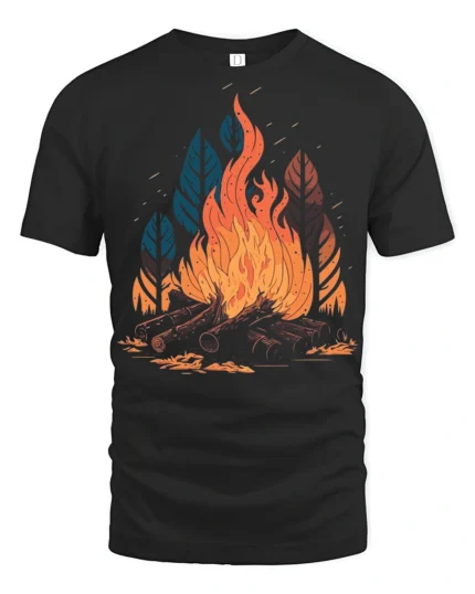 Burning Campfire Wilderness Vibes Camping Graphic T Shirt - black t-shirt on white background