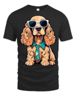 Stylish Dog Wearing Tie And Shades Cute Graphic T Shirt - black t-shirt on white background