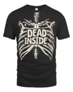 Dead Inside Skeleton Ribcage Funny Dark Humor Graphic Tee - black t-shirt on white background