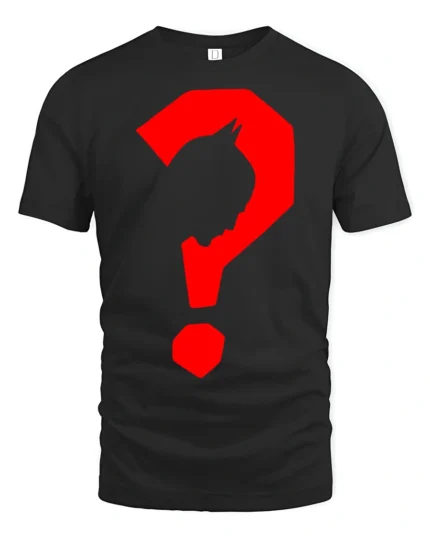 Batman Style Silhouette Question Mark Graphic T Shirt - black t-shirt on white background