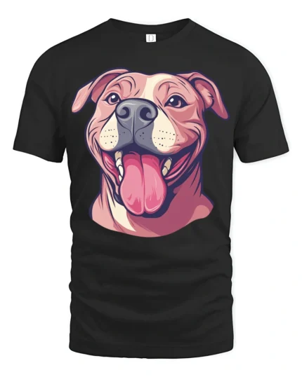 Happy Smiling Dog Face Cute Pet Lover Graphic Tee - black t-shirt on white background