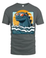 Funny Sea Monster With Sunglasses Ocean Graphic T Shirt - gray t-shirt on white background