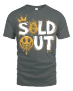 Sold Out Funny Money Flame Street Style Graphic T Shirt - gray t-shirt on white background