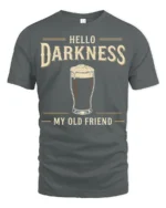 Hello Darkness My Old Friend Beer Humor Graphic Tee - gray t-shirt on white background
