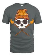 Artistic Skull With Paint Brushes Creative Graphic T Shirt - gray t-shirt on white background