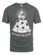 In Pizza We Crust Funny Illuminati Pizza Graphic Tee - gray t-shirt on white background