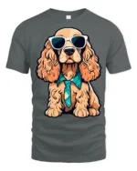 Stylish Dog Wearing Tie And Shades Cute Graphic T Shirt - gray t-shirt on white background