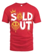 Sold Out Funny Money Flame Street Style Graphic T Shirt - red t-shirt on white background