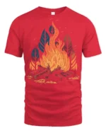 Burning Campfire Wilderness Vibes Camping Graphic T Shirt - red t-shirt on white background
