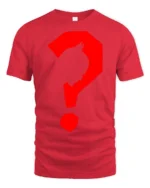 Batman Style Silhouette Question Mark Graphic T Shirt - red t-shirt on white background