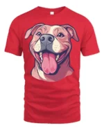 Happy Smiling Dog Face Cute Pet Lover Graphic Tee - red t-shirt on white background