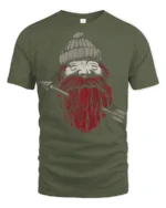 Bearded Archer Viking Style Rugged Beard Graphic Tee - military green t-shirt on white background