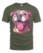 Happy Smiling Dog Face Cute Pet Lover Graphic Tee - military green t-shirt on white background