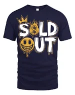 Sold Out Funny Money Flame Street Style Graphic T Shirt - navy t-shirt on white background