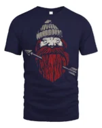 Bearded Archer Viking Style Rugged Beard Graphic Tee - navy t-shirt on white background