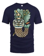 Retro Merking Ocean King Trident Humor Graphic T Shirt - navy t-shirt on white background