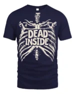 Dead Inside Skeleton Ribcage Funny Dark Humor Graphic Tee - navy t-shirt on white background