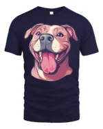 Happy Smiling Dog Face Cute Pet Lover Graphic Tee - navy t-shirt on white background