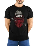 Bearded Archer Viking Style Rugged Beard Graphic Tee - model wearing black tee with hands behind back