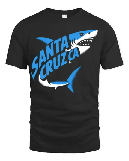 Santa Cruz Shark Surf Style Ocean Graphic Tee - black t-shirt on white background