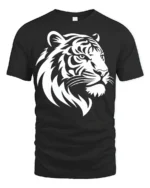 Fierce Tiger Head Graphic T Shirt Bold Animal Design Tee - black t-shirt on white background