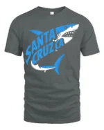 Santa Cruz Shark Surf Style Ocean Graphic Tee - gray t-shirt on white background
