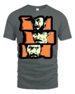 Vintage Cowboy Portrait Graphic T Shirt Western Style Tee - gray t-shirt on white background