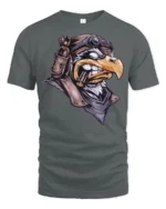 Vintage Aviator Eagle Graphic T Shirt Bold Pilot Style Tee - gray t-shirt on white background