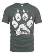 Artistic Animal Paw Print Graphic T Shirt Nature Lover Tee - gray t-shirt on white background