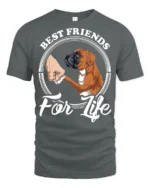 Best Friends For Life Boxer Dog Graphic T Shirt Cute Pet Tee - gray t-shirt on white background