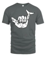 Shark Hand Gesture Graphic T Shirt Funny Ocean Animal Tee - gray t-shirt on white background