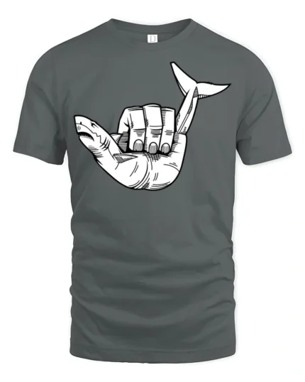 Shark Hand Gesture Graphic T Shirt Funny Ocean Animal Tee - gray t-shirt on white background