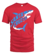 Santa Cruz Shark Surf Style Ocean Graphic Tee - red t-shirt on white background